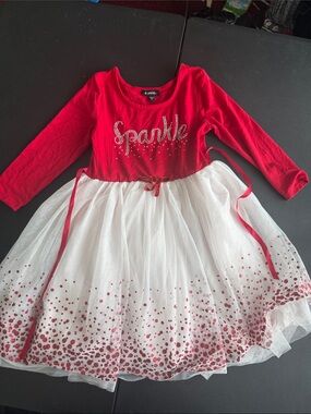 Zunie Red and White Sparkle Tulle Dress